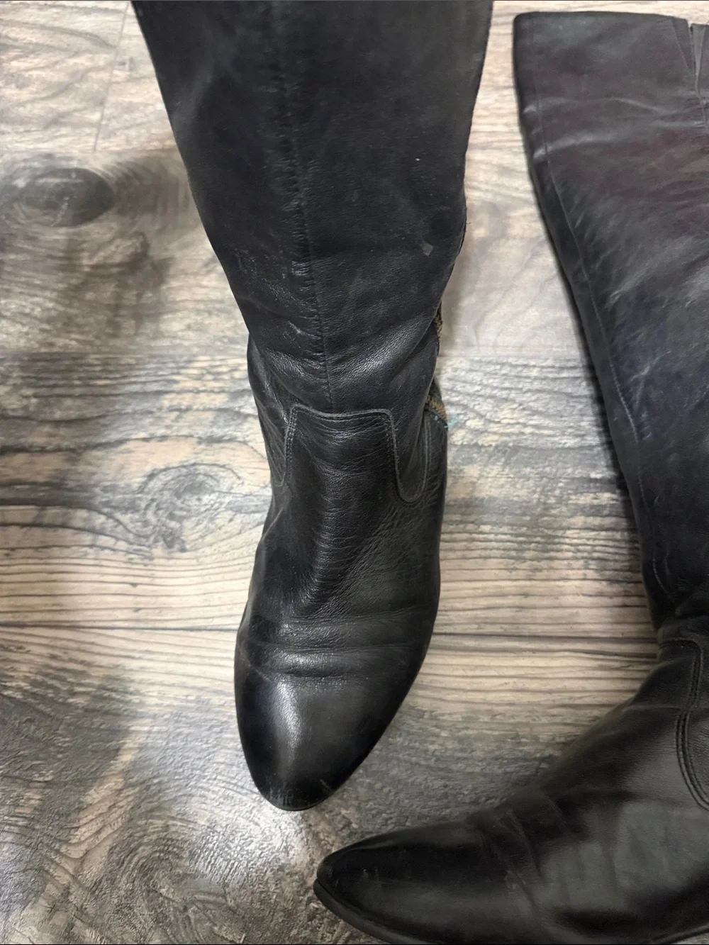 Aldo Black Over-the-Knee Leather Zip Boots
